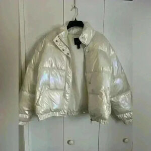 Forever 21 iridescent puffer ski snow jacket